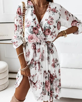 Raffiné® - Sophia Blooms floral print chiffon dress with overlap