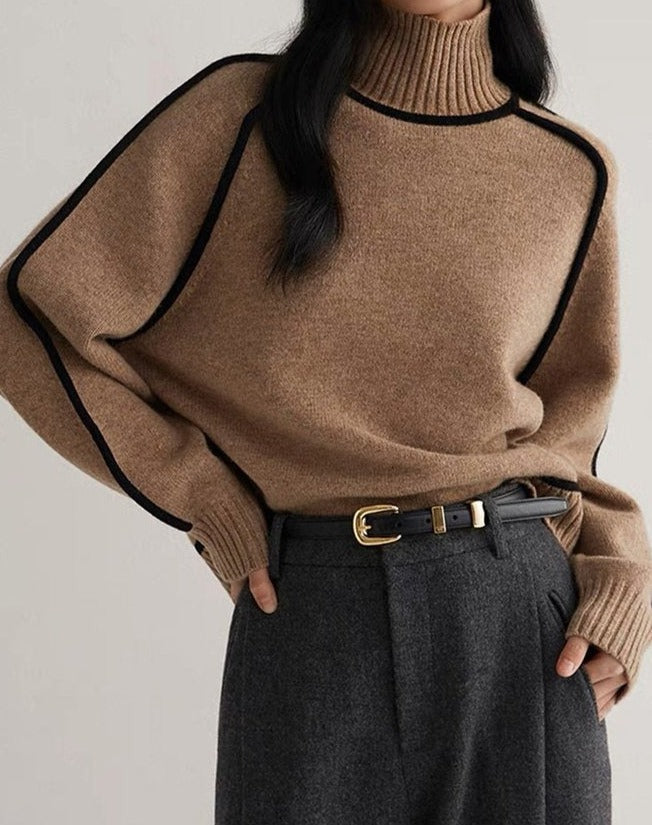 Naturlux® - Coffee sweater with high neckline