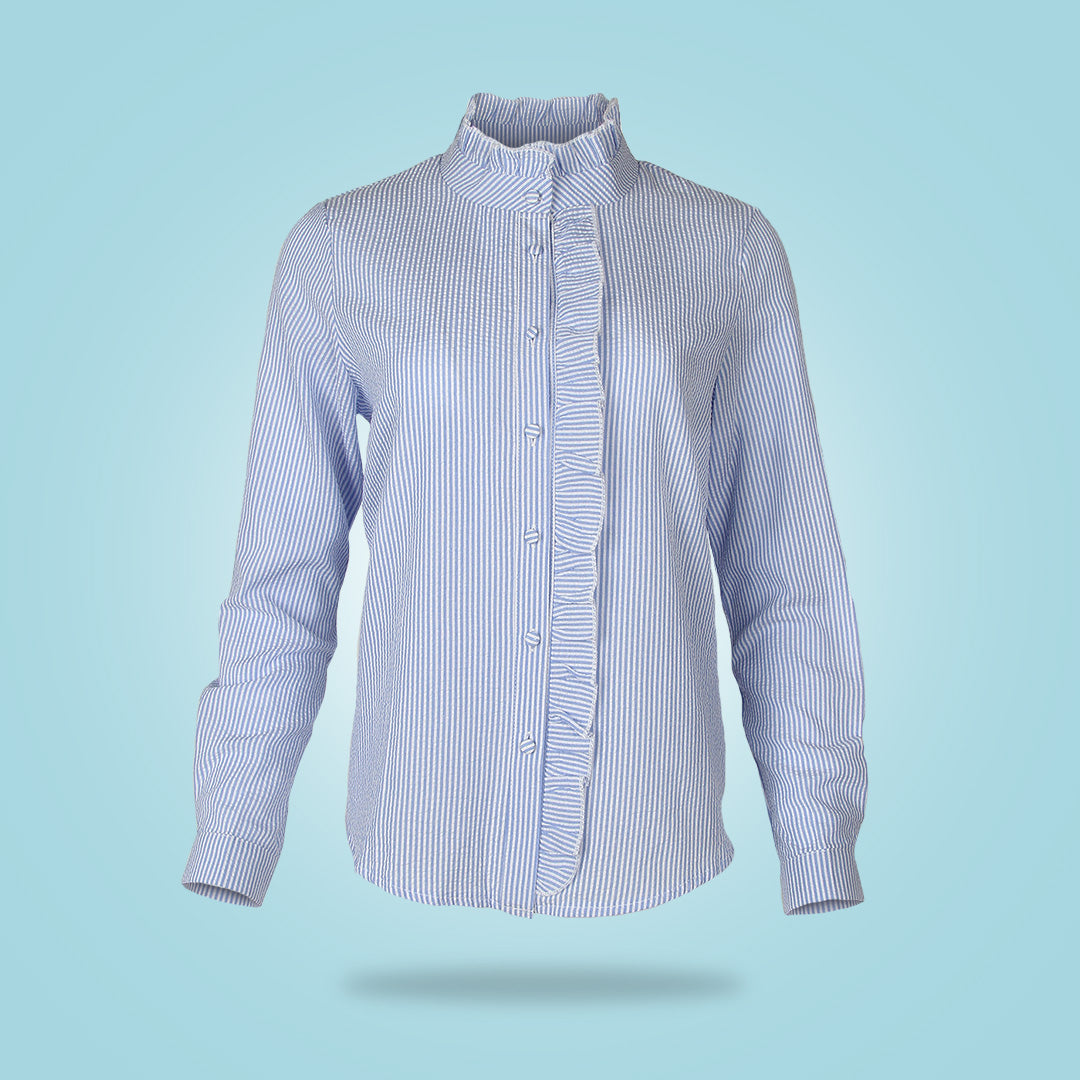 SpringStil® - Blue long-sleeved shirt with print