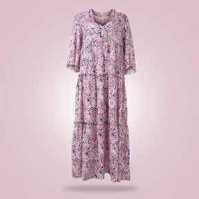 FallStil® - Pink maxi dress with cute print