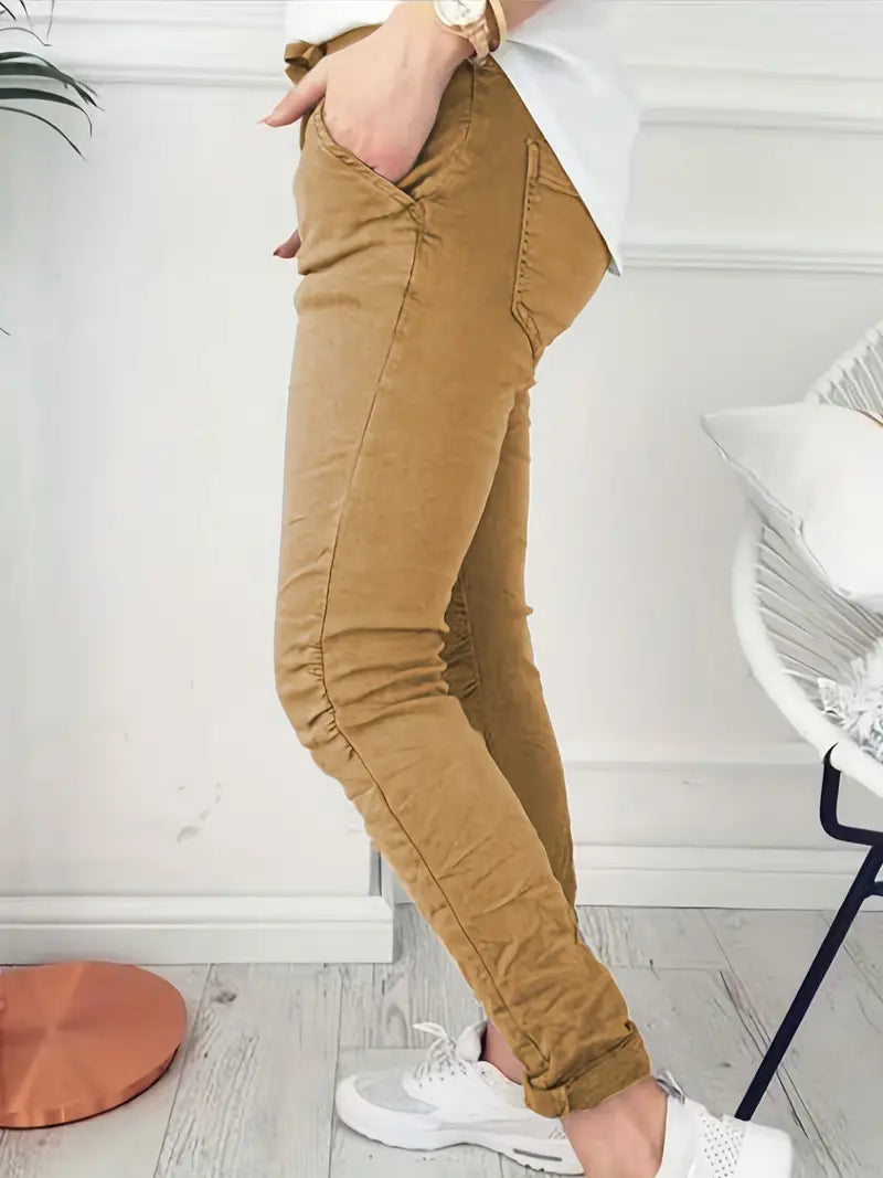 BioBlüte® - Casual sand-colored drawstring jogging chic pants