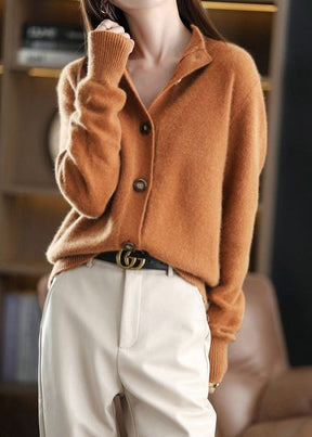 HerbstTrend® - Brown plain sweater with high neckline