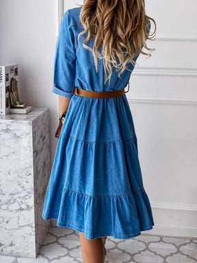 BMC® - Timeless Treasures Denim lapel denim dress in A-line