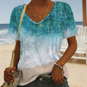 Naturlux® - Dreamy Print Blue Short Sleeve Top