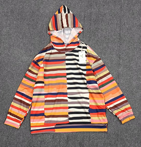 FallStil® - Colorful black and white striped sweatshirt with hood