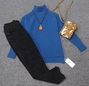 WinterStil® - Blue plain high neck sweater