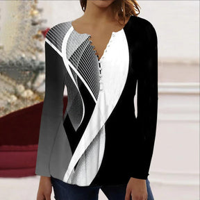 FallStil® - Abstract Black Grey White Long Sleeve Top