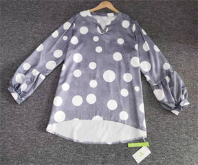 Even&amp;Vil® - Modern white dotted relaxed grey blouse tunic top