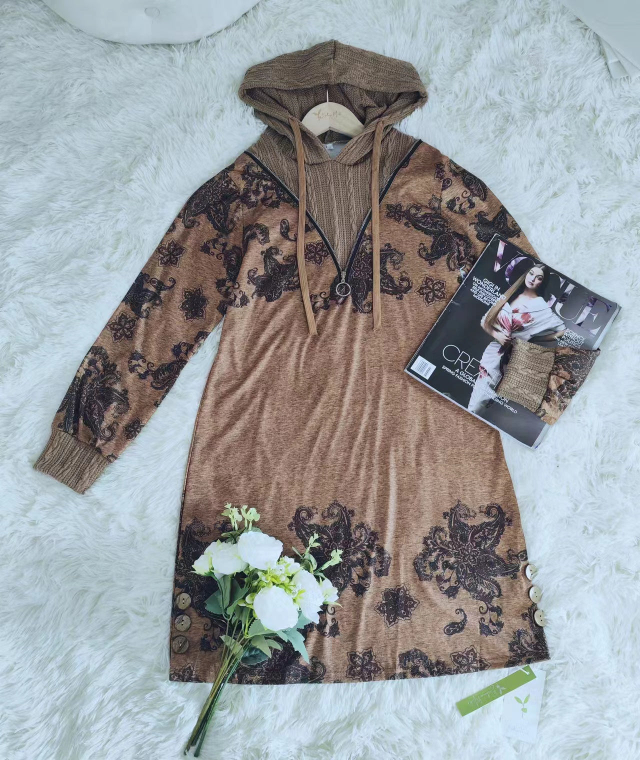 FallStil® - Modern Print Hoodie Mini Dress