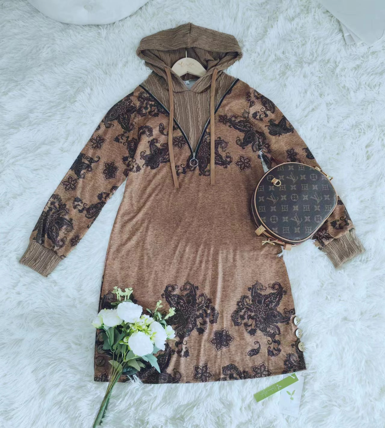 FallStil® - Modern Print Hoodie Mini Dress