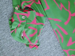 Lovja® - Emerald green &amp; pink marbled blouse top