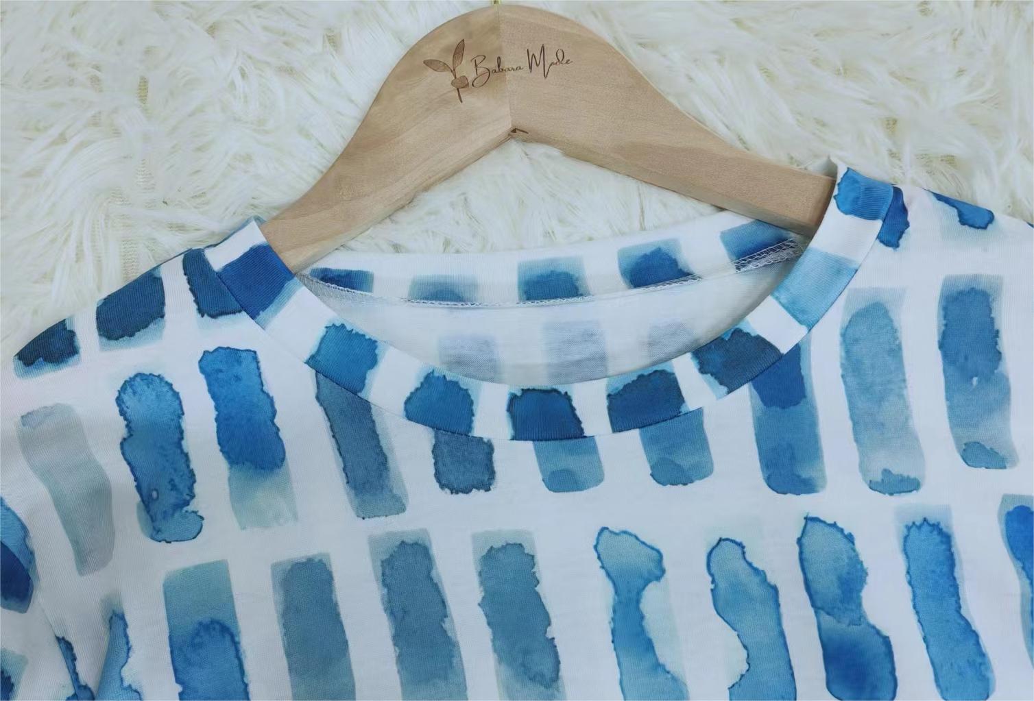 FallStil® - Abstract Watercolor Blue Long Sleeve Top