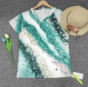 SpringStil® - Tropical Beach Print Short Sleeve Top