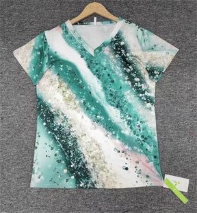 SpringStil® - Tropical Beach Print Short Sleeve Top