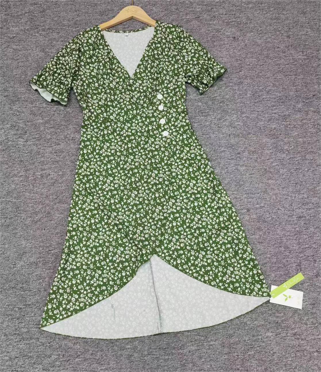 SpringStil® - Fresh short sleeve green midi dress