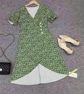 SpringStil® - Fresh short sleeve green midi dress