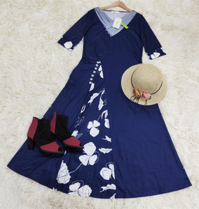 Monci® - Romantic blue midi dress with half sleeves