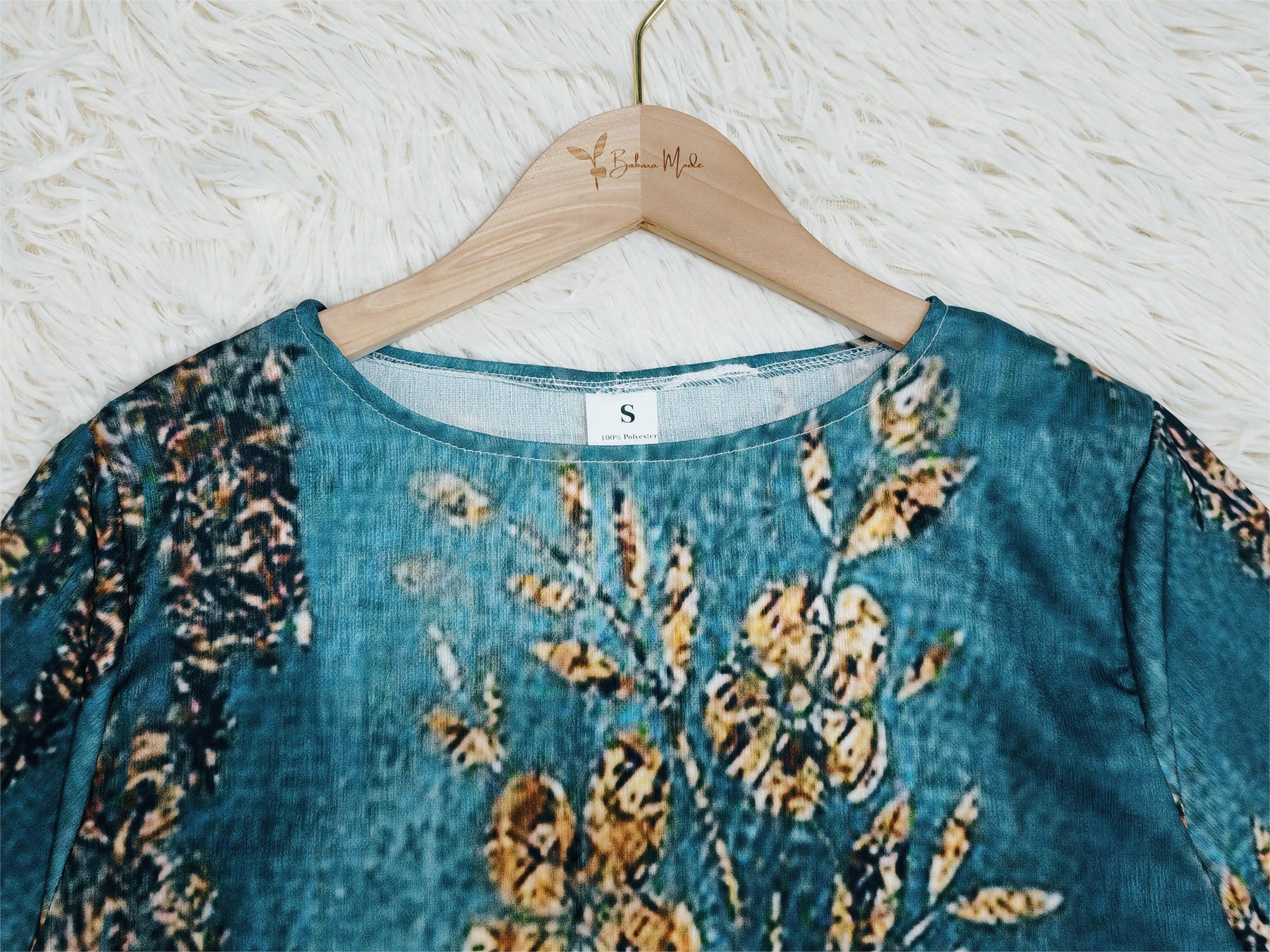 FallStil® - Golden Glam Blue Floral Print Tunic Top