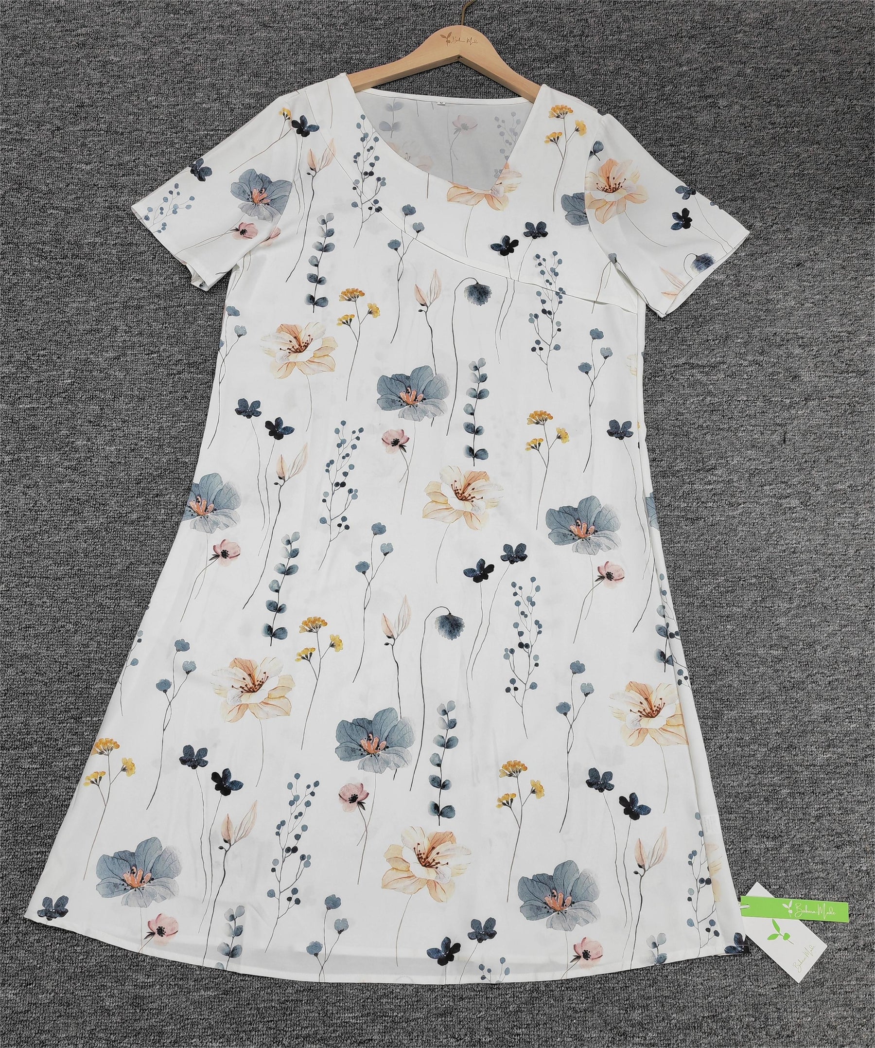 SpringStil® - Fresh white colorful floral print V-neck mini dress