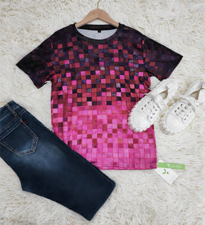 PureWear® - Fuchsia Color Block Short Sleeve Top