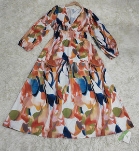 Naturlux® - Long-sleeved midi dress with colorful abstract print