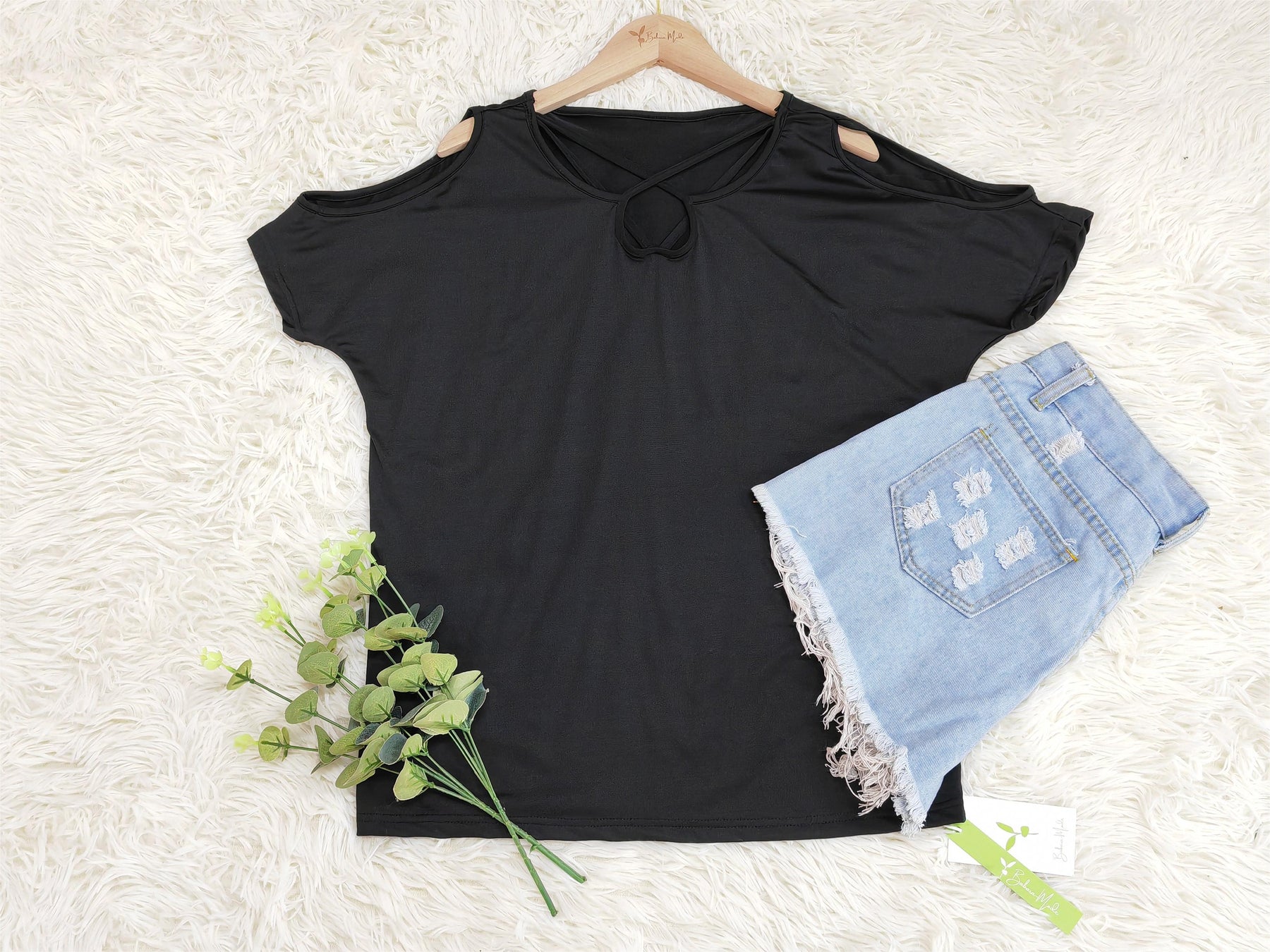 PureWear® - Black short sleeve plain top