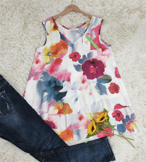 PureWear® - Multi-layered tank top with watercolor floral print