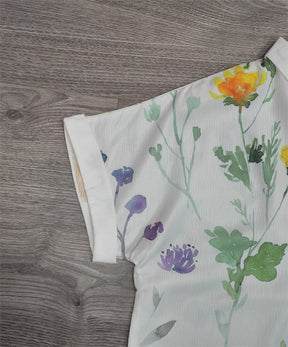 Naturlux® - White Spring Garden Floral Button Down Top