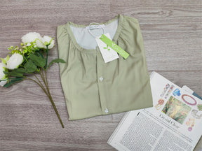 Naturlux® - Modern green plain short sleeve top