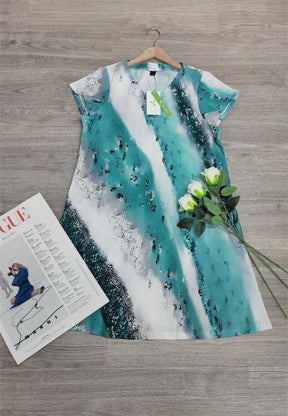 FallStil® - Blue mini dress with short sleeves