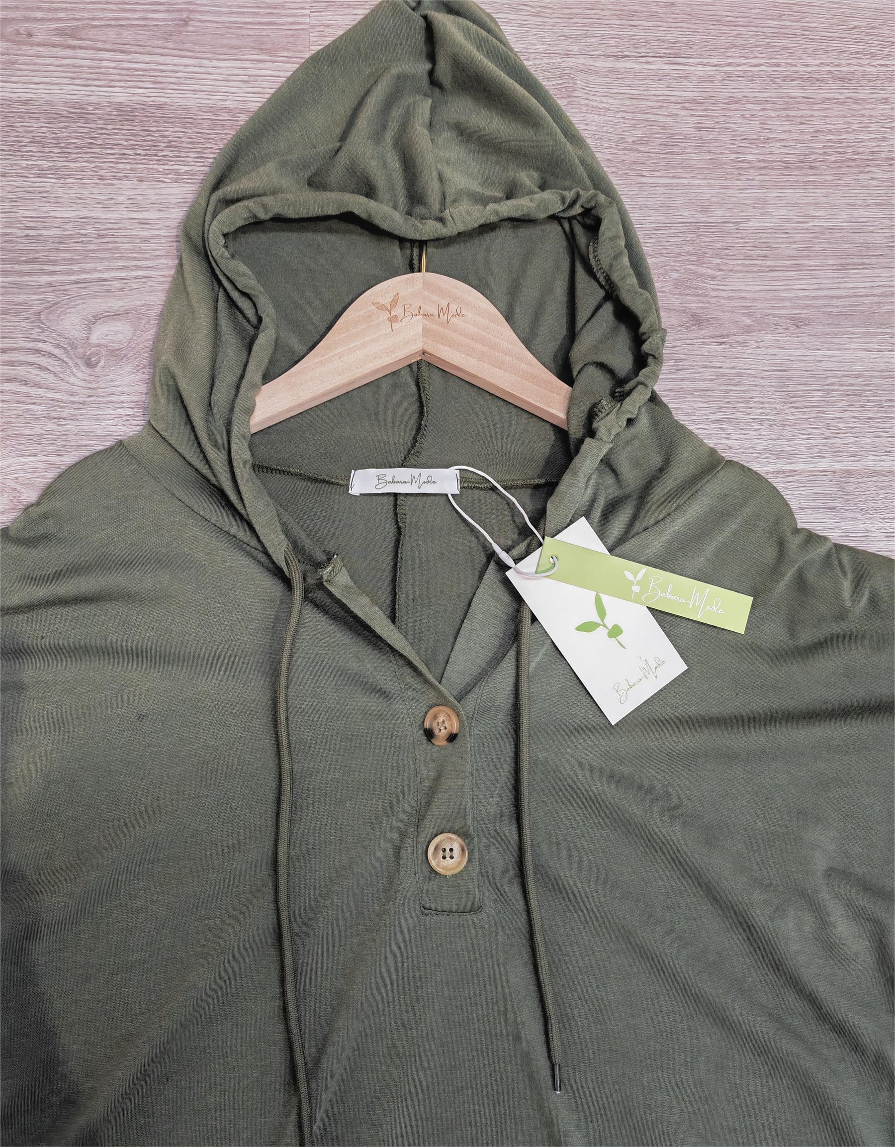 PureWear® - Green plain short sleeve hoodie