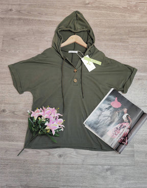 PureWear® - Green plain short sleeve hoodie