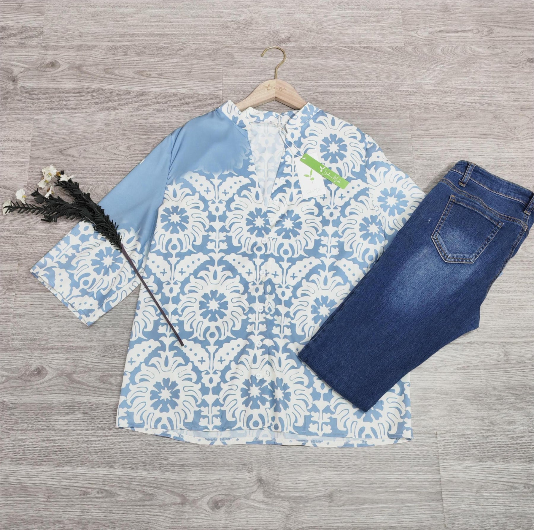 Naturlux® - Fashionable blue print top