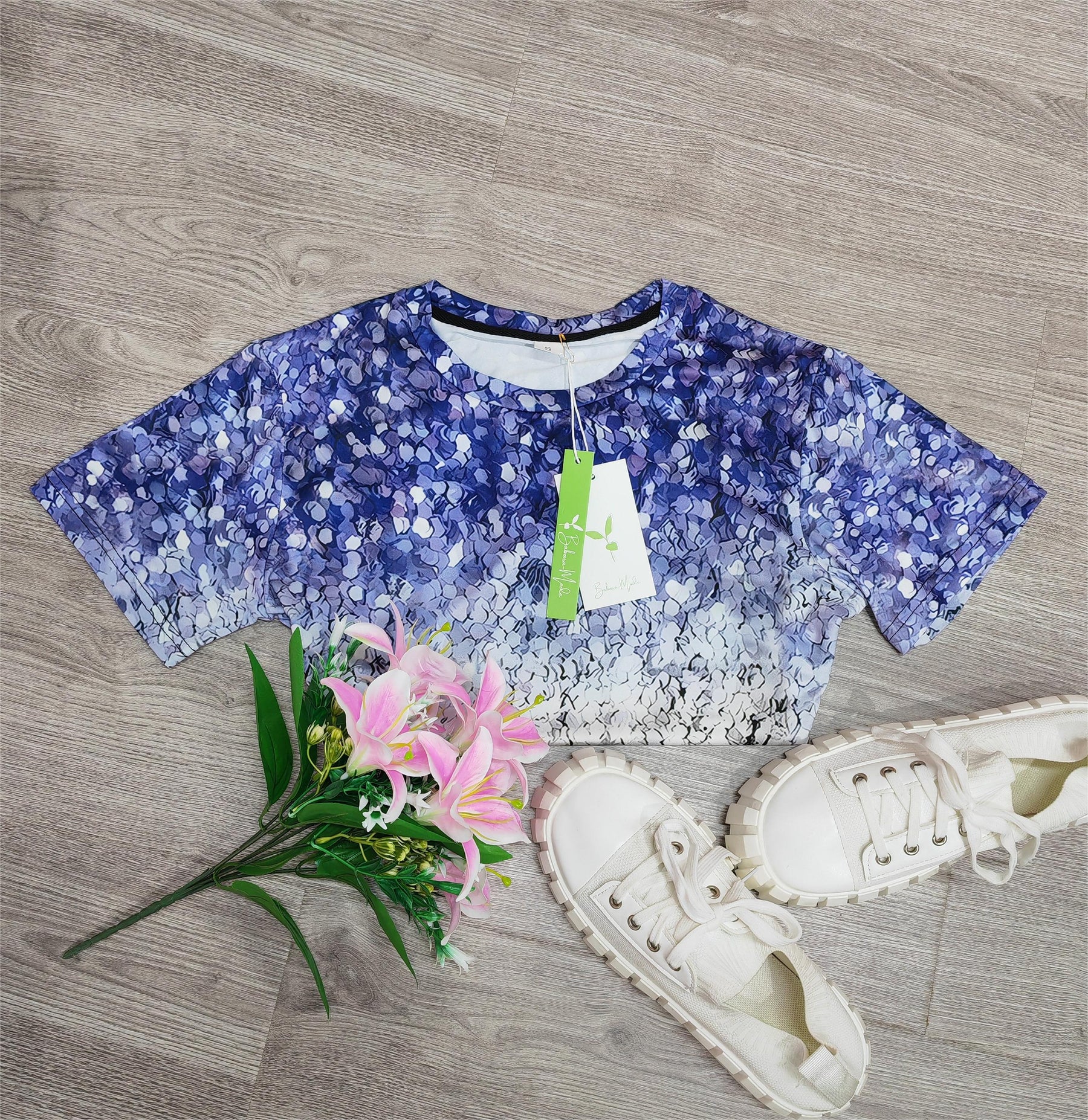 Springstil® - Breezy Print Round Neck Top