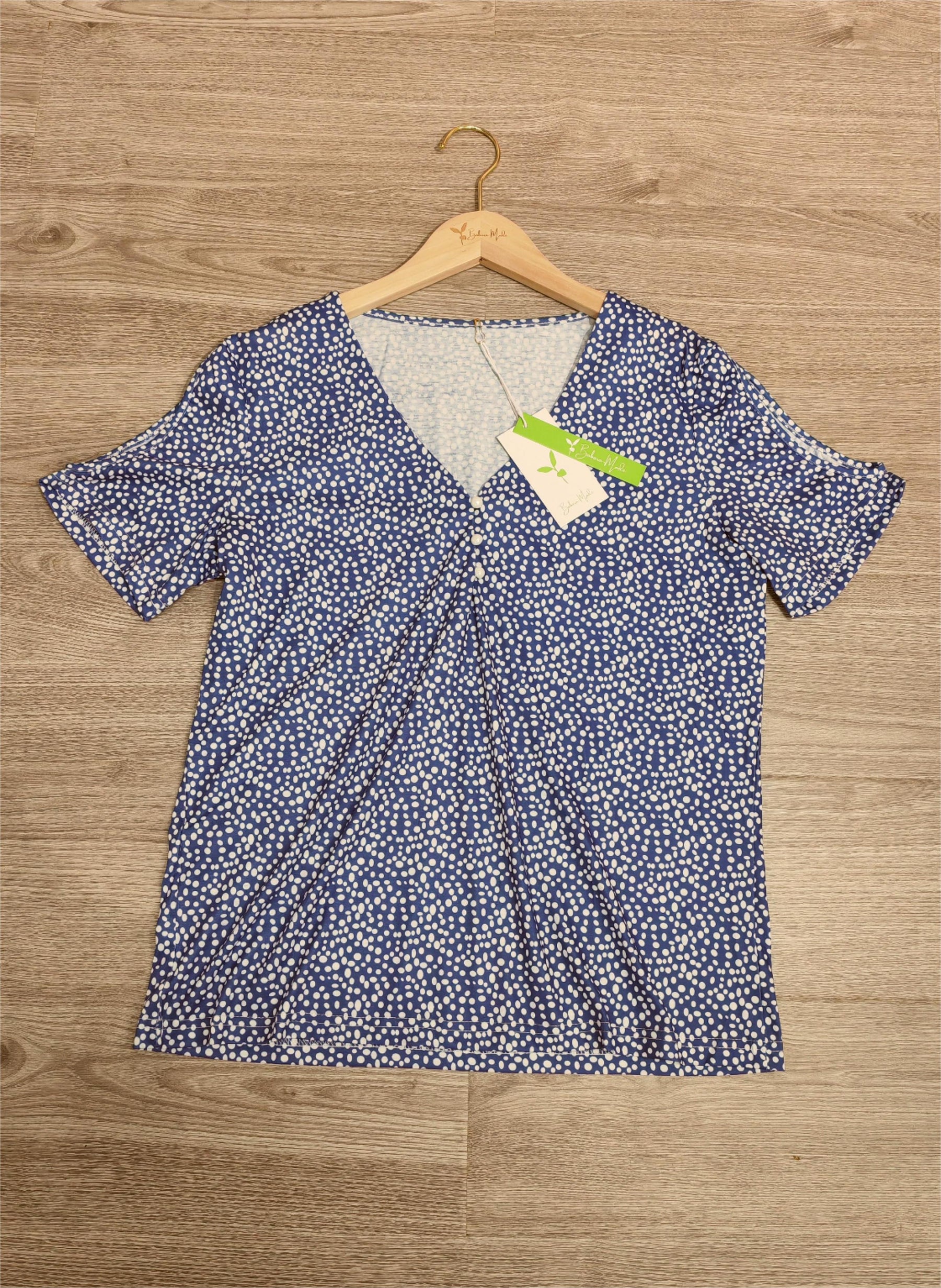 PureWear® - Chic blue print V-neck top