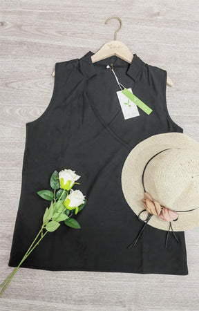 FallStil® - Black sleeveless plain top