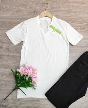 PureWear® - Plain white basic top with short sleeves