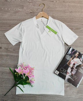 PureWear® - Plain white basic top with short sleeves