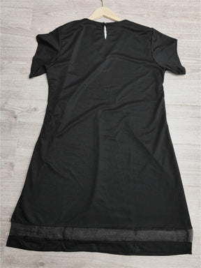 FallStil® - Elegant black mini dress with split sleeves V-neck