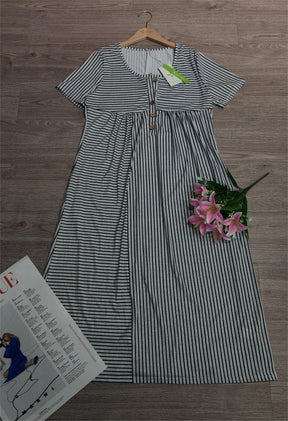 PureWear® - Fashionable striped midi dress with short sleeves