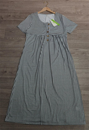 PureWear® - Fashionable striped midi dress with short sleeves