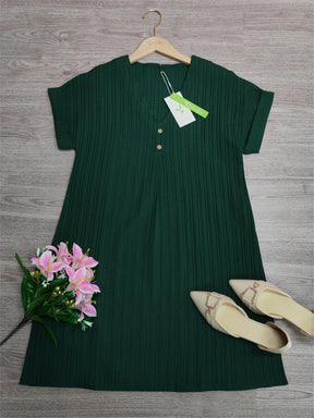 PureWear® - Green solid colour mini dress with short sleeves 