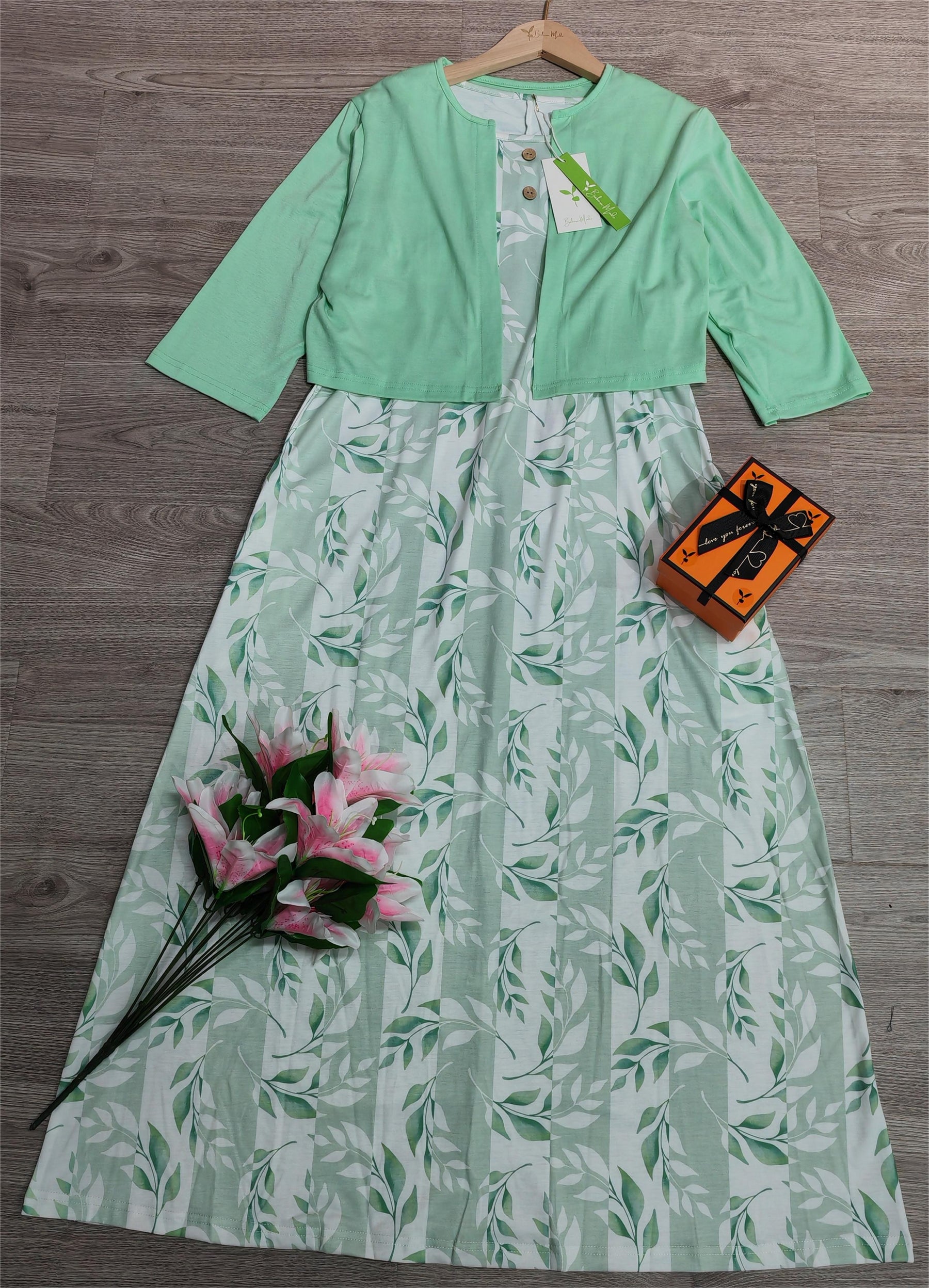 BlütenBliss® - Green midi dress with side pockets