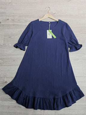 PureWear® - Navy blue solid colour half sleeve mini dress