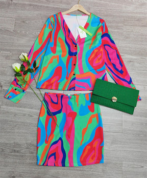 EcoExotica® - Color Splash Blouse Two-Piece Mini Dress