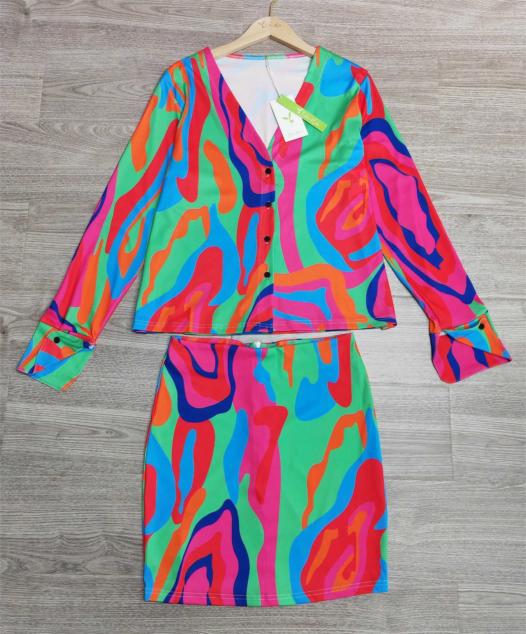 EcoExotica® - Color Splash Blouse Two-Piece Mini Dress