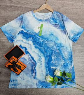 EcoExotica® - Ocean Dream Blue Top with Marble Print