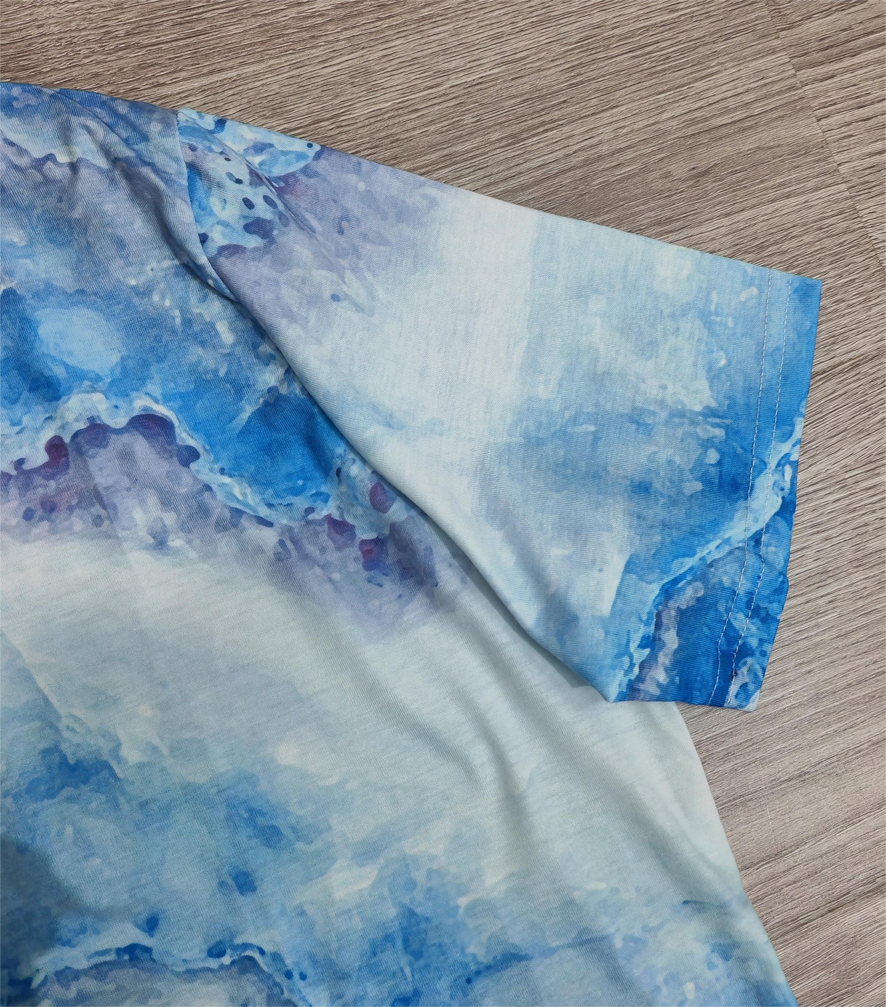 EcoExotica® - Ocean Dream Blue Top with Marble Print