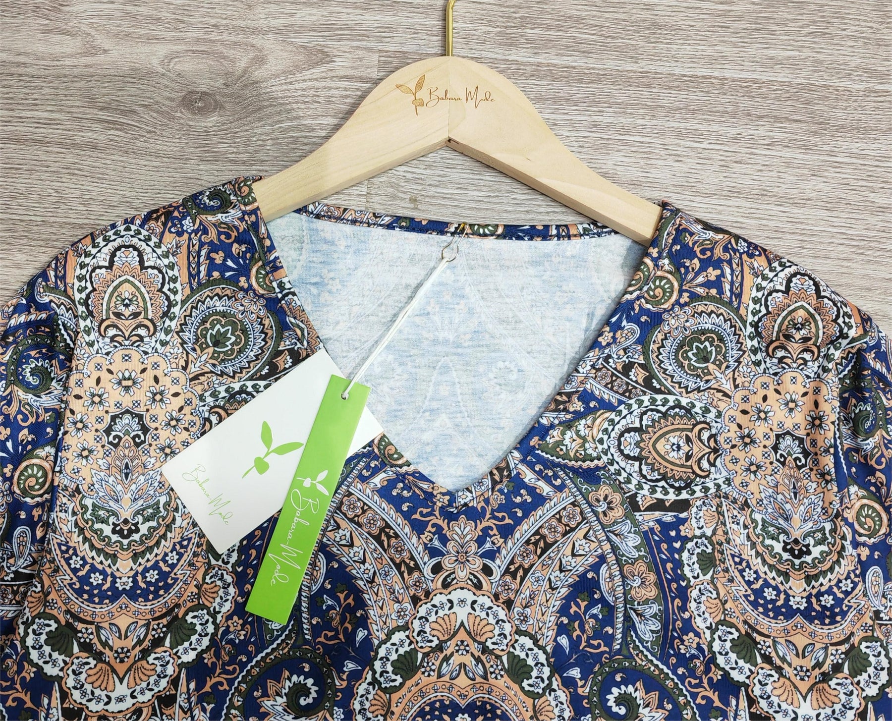 SpringStil® - Blue printed top with 3/4 sleeves