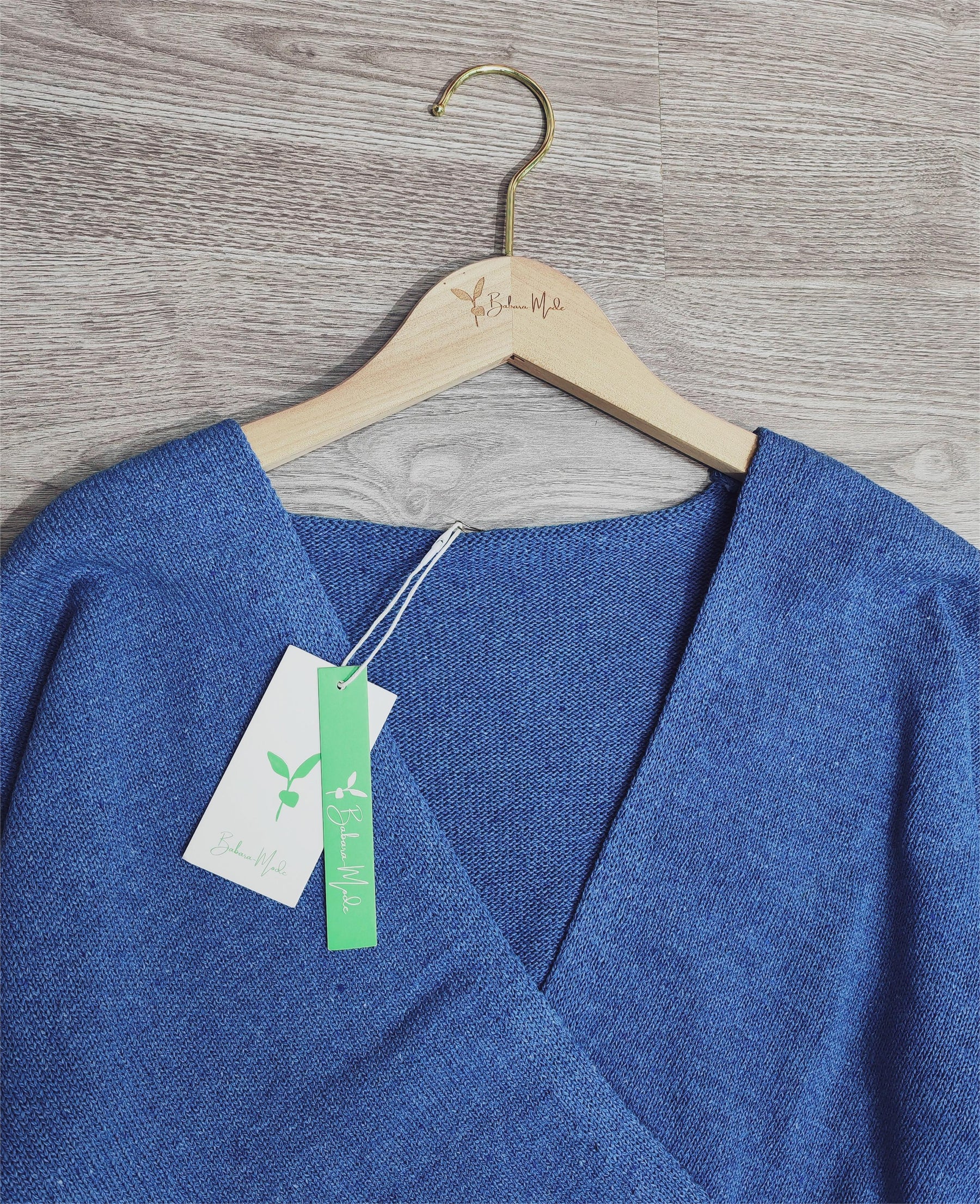 Santvarius® - Blue plain long sleeve sweater